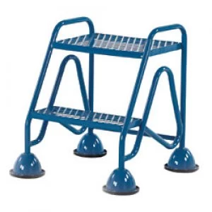 Image of FORT Ladder with Mesh Tread and No Handrail 2 Steps Blue Capacity: 150 kg