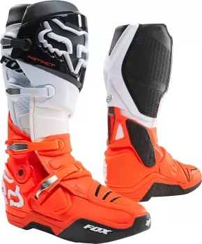 Image of FOX Instinct Motocross Boots, black-white-orange, Size 45, black-white-orange, Size 45