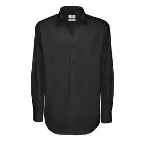 Image of B&C Mens Sharp Twill Cotton Long Sleeve Shirt / Mens Shirts (XL) (Black)