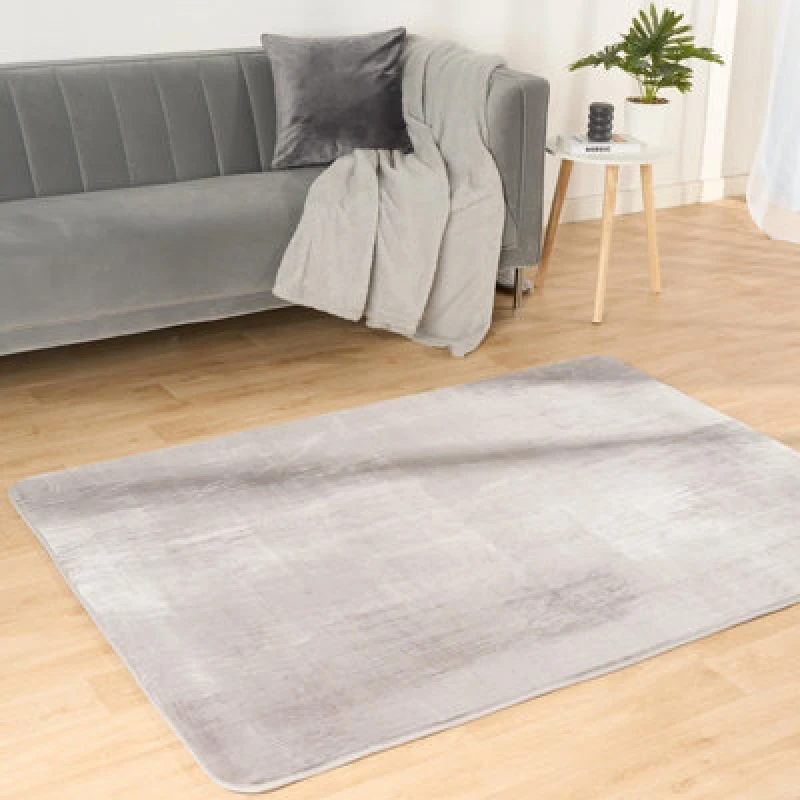 Image of OHS OHS Filled Microplush Rug Large Area Mat Carpet Living Room in Silver Size: 160cm x 230cm Silver 160cm x 230cm Unisex 5027434179657