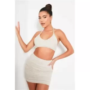 Image of I Saw It First Stone Marl Knitted Bralet Co-Ord - Brown