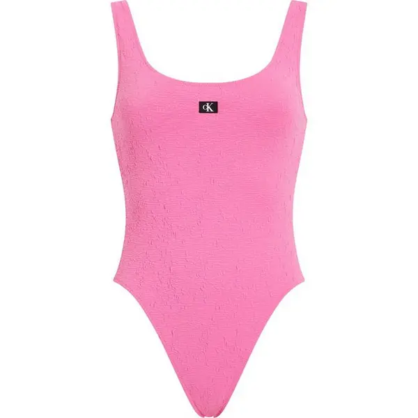 Image of Calvin Klein CKJ Open Bck One PC Ld43 Scoop Neck Swimsuits 10 (S) Pink 35016306350