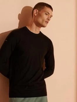Image of Superdry Merino Lightweight Crew Jumper, Black Size M Men