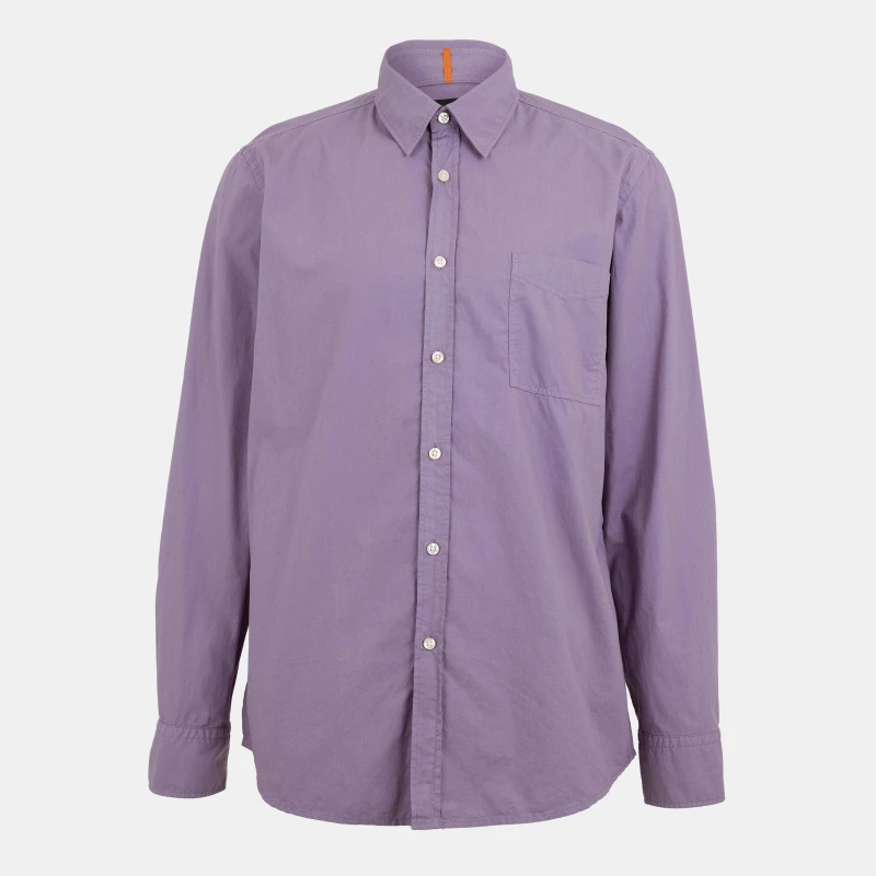 Image of Boss Mens Relegant Plain Long-Sleeve Shirt Medium Purple male S