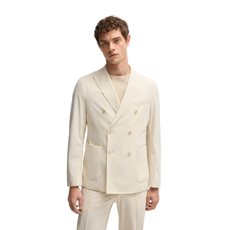 Image of Boss Mens Hanry Double Breasted Formal Jacket Open White male 34 (44)