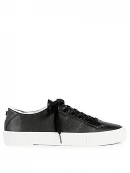 Image of Ted Baker Kimiah Leather Colour Drench Vulcanised Trainer - Black, Size 36, Women