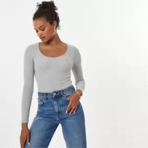 Image of Jack Wills Ribbed Scoop Neck Bodysuit - Grey