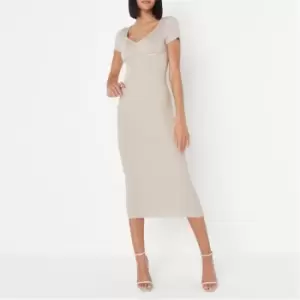 Image of Missguided Sweetheart Neck Midaxi Dress - Brown