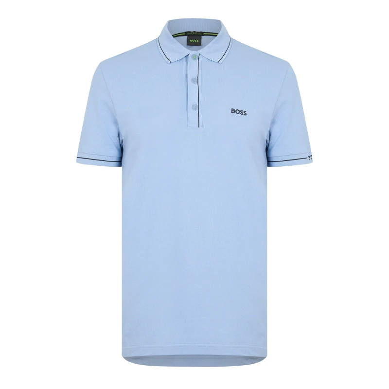 Image of Boss Mens Paule Short-Sleeve Polo Shirt Open Blue male S