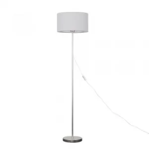 Image of Charlie Brushed Chrome Floor Lamp with Large Cool Grey Reni Shade
