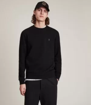 Image of AllSaints Mens Cotton Slim Fit Raven Sweatshirt, Black, Size: L