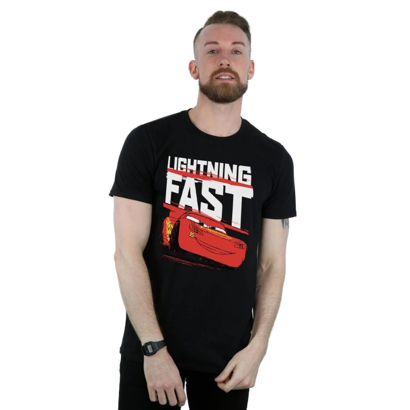 Image of Disney Men Cars Lightning Fast T-Shirt in Black Size: Small Black S Male 5057245934718