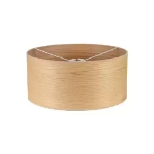 Image of Luminosa Lighting - Round, 395 x 180mm Wood Effect Shade, Light Oak, White Laminate
