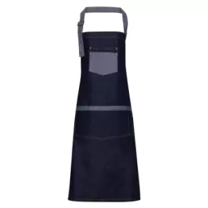 Image of Premier Unisex Contrast Denim Bib Apron (one Size, Indigo Denim)