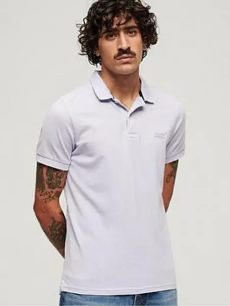 Image of Superdry Light Lavender Purple Destroyed Polo Shirt Purple Male 2XL 214843UK