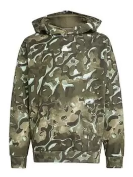 Image of adidas Sportswear Junior Future Icons Boy Printed Hoodie - Aqua/sand/ Olive, Aqua, Size 11-12 Years, Women