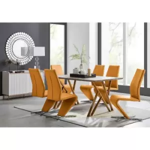Image of Furniture Box Taranto Oak Effect Dining Table and 6 Mustard Willow Chairs