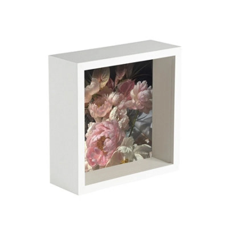 Image of Nicola Spring 6 X 6" Deep Photo Frame - White - 3D Deep Box Picture Frame Portrait Display Case (16 X 16Cm)