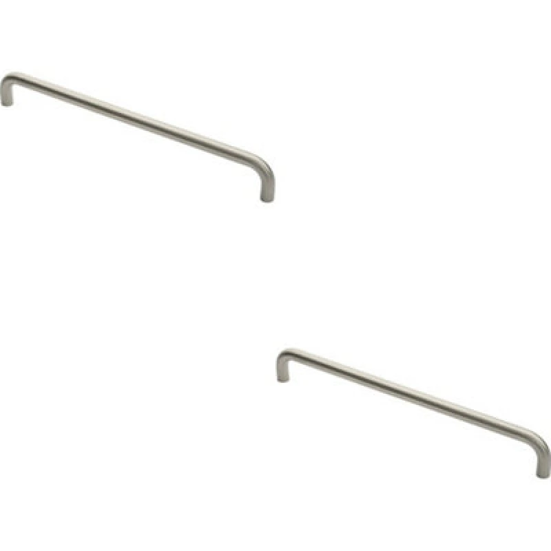 Image of Loops 2x Round D Bar Pull Handle 469 x 19mm 450mm Fixing Centres Satin Stainless Steel Metallics unisex