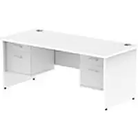 Image of Dynamic Rectangular Office Desk White MFC Panel End Leg White Frame Impulse 2 x 2 Drawer Fixed Ped 1800 x 800 x 730mm