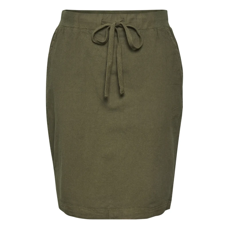 Image of Kaffe Womens Naya Knee Length Tie Waist Skirt in Dark Olive Size: 12 Dark Olive Female 12
