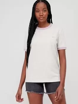 Image of Superdry Vintage Ringer Tee -oat Marl/vintage Purple Marl, Purple, Size 8, Women