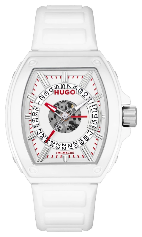 Image of HUGO 1530435 #ICON 3H (40mm) White Dial / White Silicone Watch