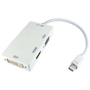 Image of Mini DisplayPort (M) to HDMI (F) / DVI-D (F) / VGA (F) White OEM Converter Adapter