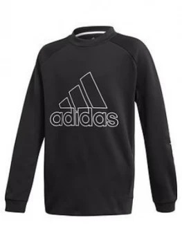 Image of Adidas Boys Training Sweat Crew Neck Top - Black