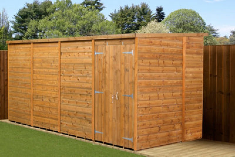 Image of Empire Sheds Empire Modular Pent 16X6 Dipped Treated Tongue And Groove Wooden Garden Shed Double Door (16' X 6' / 16ft X 6ft) (16X6)