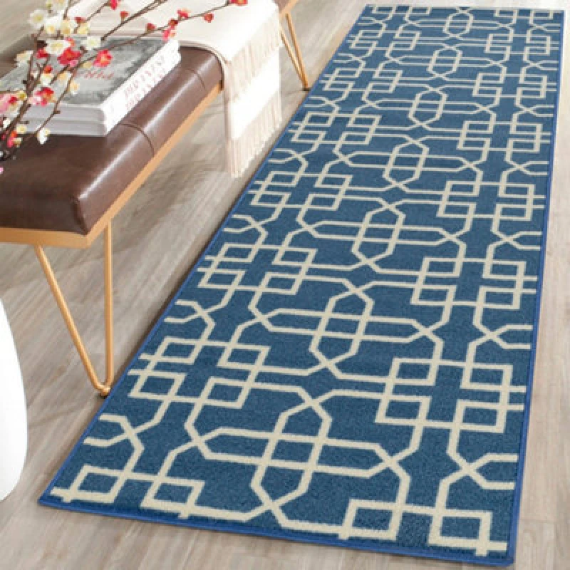 Image of Smart Living Smart Living Siam Heavy Duty Machine Washable Hallway Kitchen Non Slip Door Mat in Blue Size: 67cm x 120cm Blue 67cm x 120cm Unisex 867