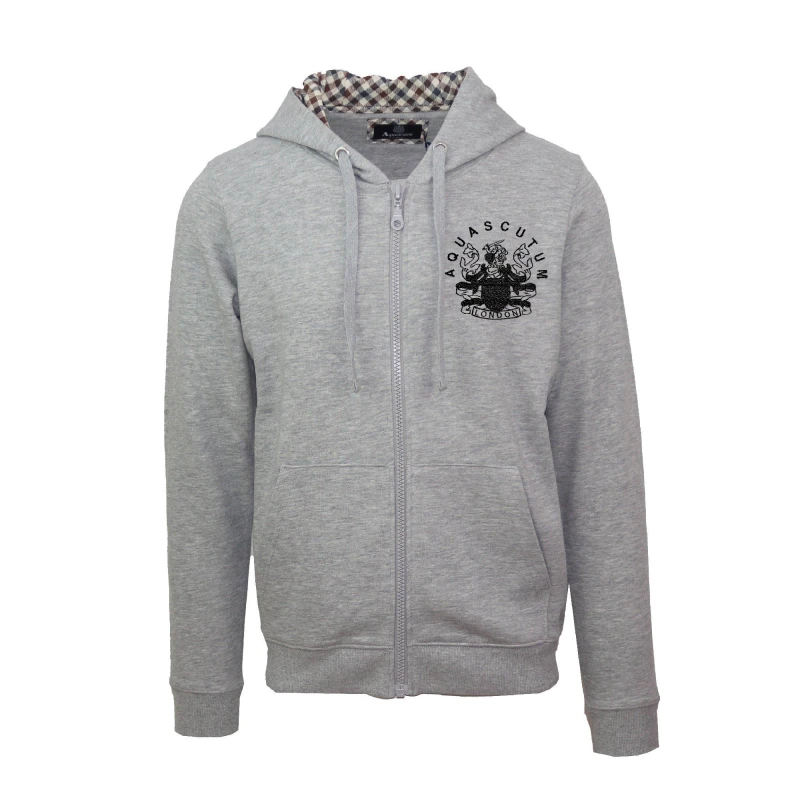 Image of Aquascutum Mens Zip Hoodie Zip Hoodies Small Grey 53374302350
