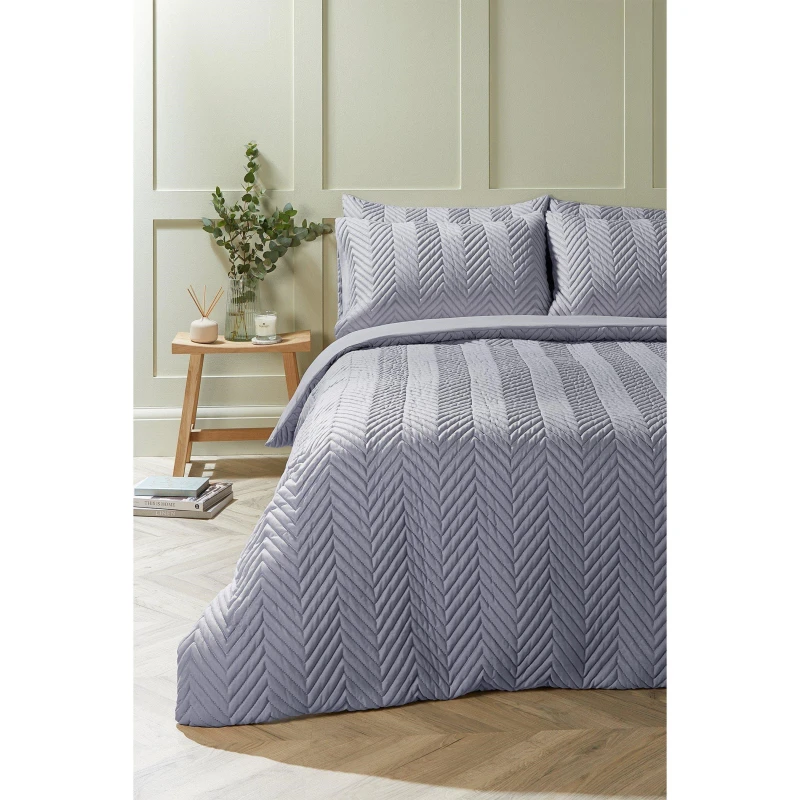 Image of Homelife Chevron Pinsonic Design Duvet Set - Grey Grey Single