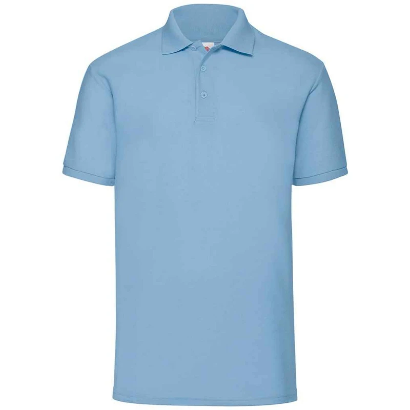 Image of Fruit Of The Loom Fruit of the Loom Men Pique Polo Shirt in Baby Blue Size: Small Baby Blue S Male 5063470854479