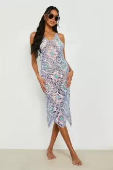 Image of Premium Crochet Halterneck Midi Dress