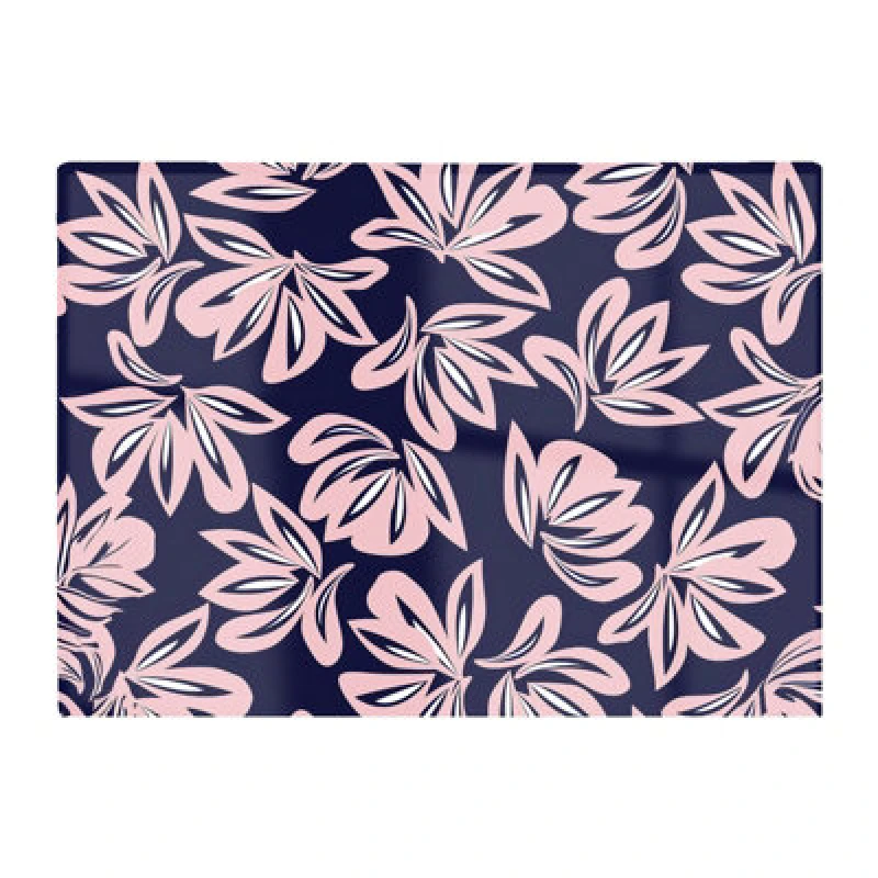 Image of Warren Reed Designer Pink Navy Floral Botanical Pattern Glass Chopping Board