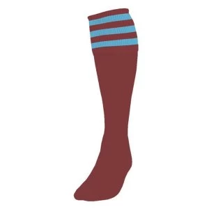 Image of Precision 3 Stripe Football Socks Mens Maroon/Sky