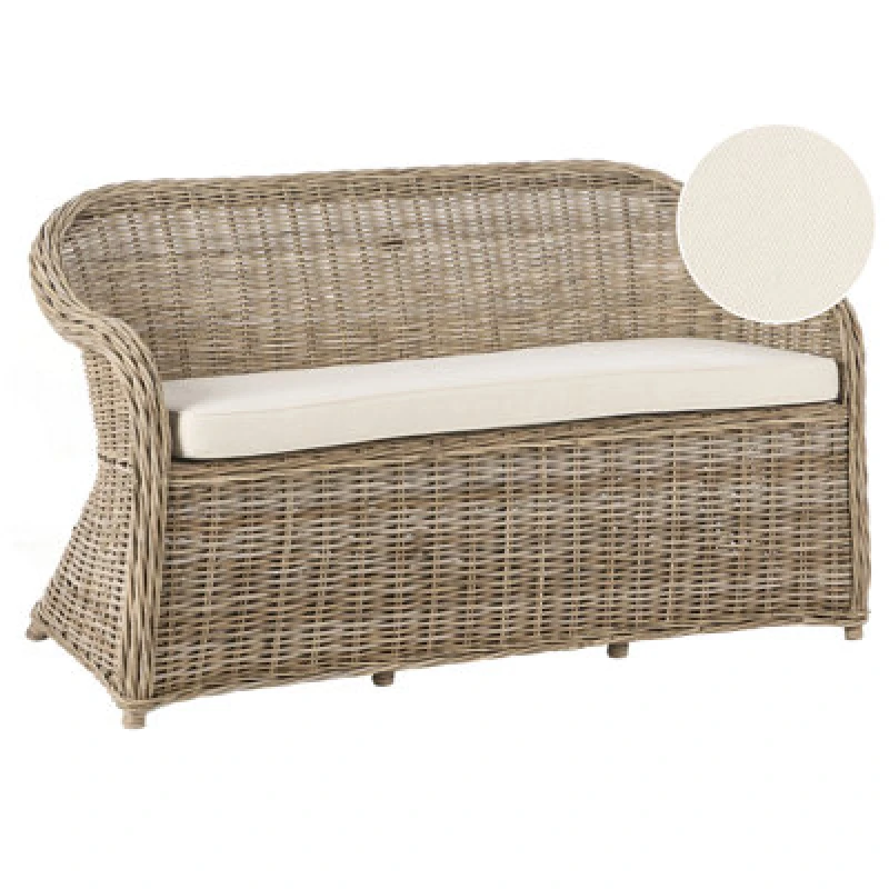 Image of Beliani Garden Bench With Cushion Susua 150 Cm Rattan Natural