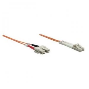 Image of Intellinet Fibre Optic Patch Cable Duplex Multimode LC/SC 50/125 m OM2 3m LSZH Orange Fiber Lifetime Warranty