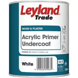 Image of Leyland Trade Acrylic Primer Undercoat Paint - White - 750ml - White