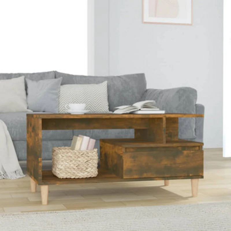 Image of Vidaxl Coffee Table Smoked Oak 90X49X45cm Engineered Wood