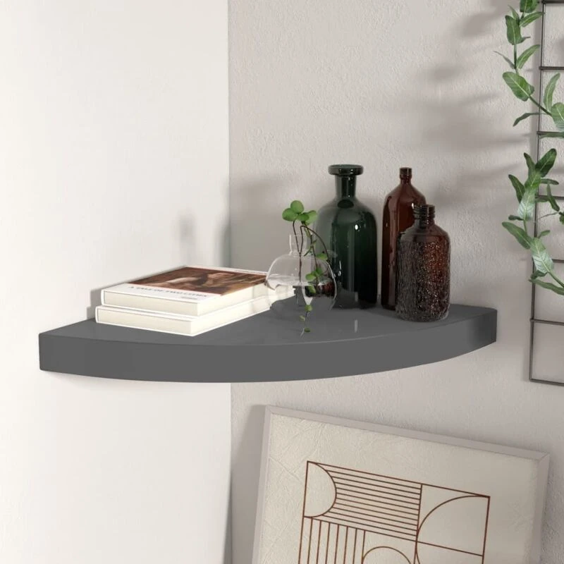 Image of VIDAXL Vidaxl - Floating Corner Shelf High Gloss Grey 35x35x3.8cm mdf 8720286075449