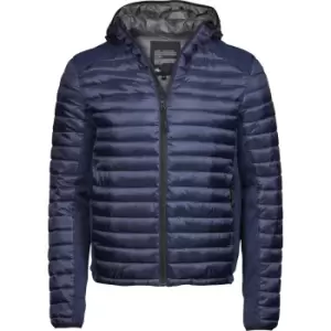 Image of Tee Jays Mens Crossover Hooded Padded Outdoor Jacket (M) (Navy/Navy Melange)