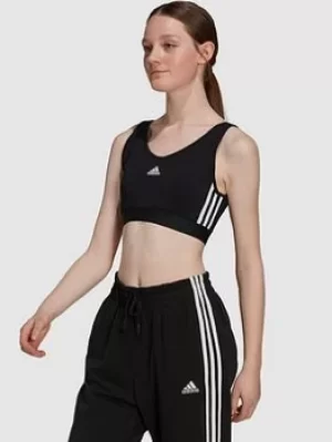 Image of adidas Essentials 3 Stripes Crop Top, Black/White, Size S, Women