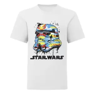 Image of Star Wars Boys Camo Stormtrooper Helmet T-Shirt (6-7 Years) (White)