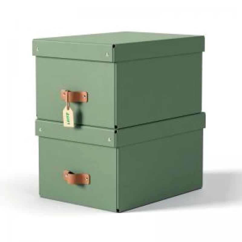 Image of Leitz Puro Storage Box with Lid Medium 17L Green 100 Recycled Card EXR70951AC