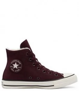 Image of Converse All Star Faux Fur Lined Hi-Tops - Maroon