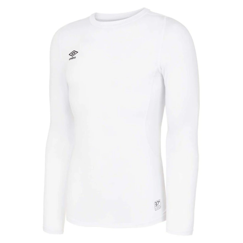 Image of Umbro Core Long-Sleeved Base Layer Top in White Size: 11-12 Years White Unisex 11-12 Years
