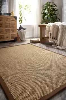 Image of Sisal Rug Warm Natural with Dark Brown Border 120x170