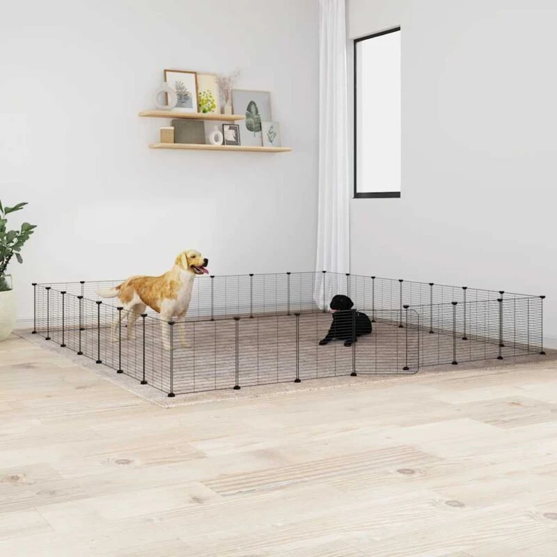 Image of VIDAXL 28-Panel Pet Cage with Door Black 35x35cm Steel Vidaxl 8720287190592
